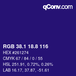 カラーコード: RGB 38.1 18.8 116 | qconv.com
