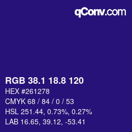 カラーコード: RGB 38.1 18.8 120 | qconv.com
