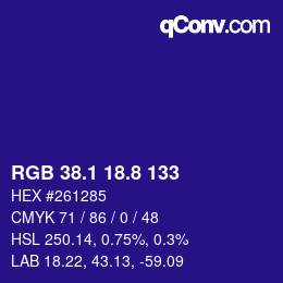 カラーコード: RGB 38.1 18.8 133 | qconv.com