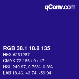 カラーコード: RGB 38.1 18.8 135 | qconv.com