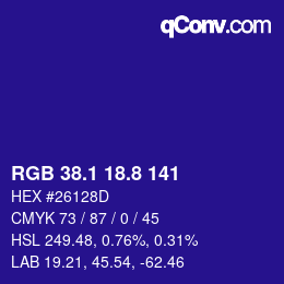 カラーコード: RGB 38.1 18.8 141 | qconv.com