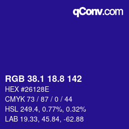 カラーコード: RGB 38.1 18.8 142 | qconv.com