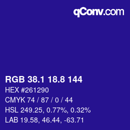カラーコード: RGB 38.1 18.8 144 | qconv.com