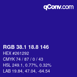 カラーコード: RGB 38.1 18.8 146 | qconv.com