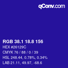 カラーコード: RGB 38.1 18.8 156 | qconv.com