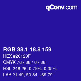 カラーコード: RGB 38.1 18.8 159 | qconv.com