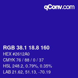 カラーコード: RGB 38.1 18.8 160 | qconv.com