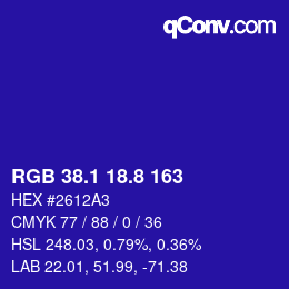 カラーコード: RGB 38.1 18.8 163 | qconv.com