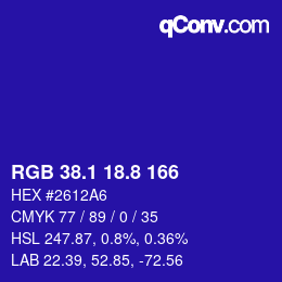 カラーコード: RGB 38.1 18.8 166 | qconv.com