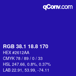 カラーコード: RGB 38.1 18.8 170 | qconv.com
