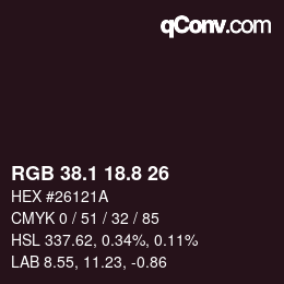 Color code: RGB 38.1 18.8 26 | qconv.com