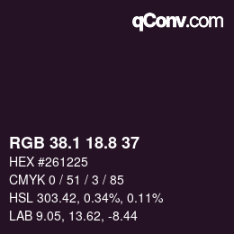 Color code: RGB 38.1 18.8 37 | qconv.com