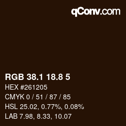 Color code: RGB 38.1 18.8 5 | qconv.com