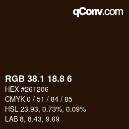 Color code: RGB 38.1 18.8 6 | qconv.com