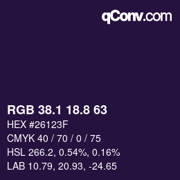 Color code: RGB 38.1 18.8 63 | qconv.com