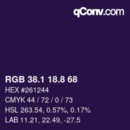 カラーコード: RGB 38.1 18.8 68 | qconv.com