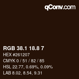 Color code: RGB 38.1 18.8 7 | qconv.com