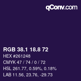 カラーコード: RGB 38.1 18.8 72 | qconv.com