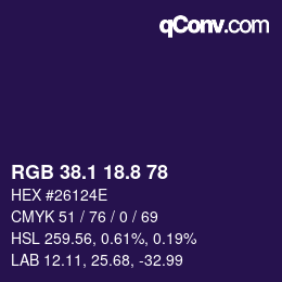 カラーコード: RGB 38.1 18.8 78 | qconv.com