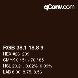 Color code: RGB 38.1 18.8 9 | qconv.com