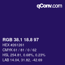カラーコード: RGB 38.1 18.8 97 | qconv.com
