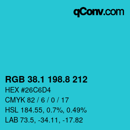 カラーコード: RGB 38.1 198.8 212 | qconv.com