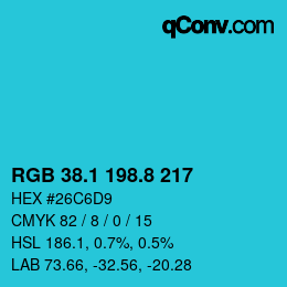 Color code: RGB 38.1 198.8 217 | qconv.com