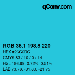 カラーコード: RGB 38.1 198.8 220 | qconv.com