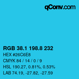 カラーコード: RGB 38.1 198.8 232 | qconv.com
