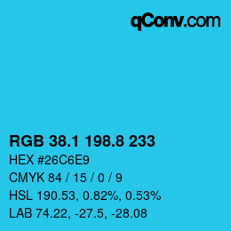 カラーコード: RGB 38.1 198.8 233 | qconv.com