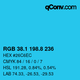 カラーコード: RGB 38.1 198.8 236 | qconv.com