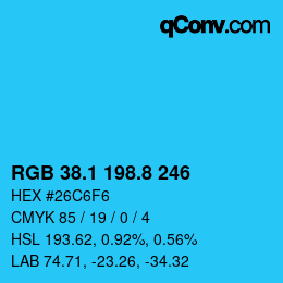 カラーコード: RGB 38.1 198.8 246 | qconv.com