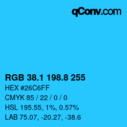 Color code: RGB 38.1 198.8 255 | qconv.com