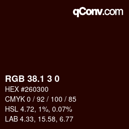 カラーコード: RGB 38.1 3 0 | qconv.com