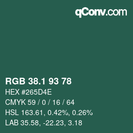 カラーコード: RGB 38.1 93 78 | qconv.com