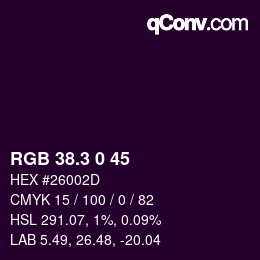 カラーコード: RGB 38.3 0 45 | qconv.com