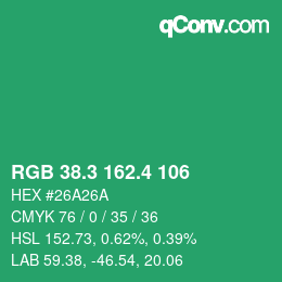 カラーコード: RGB 38.3 162.4 106 | qconv.com
