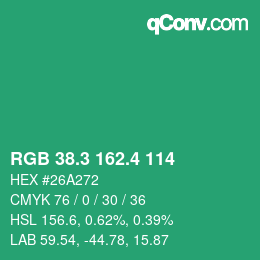 カラーコード: RGB 38.3 162.4 114 | qconv.com