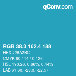 カラーコード: RGB 38.3 162.4 188 | qconv.com