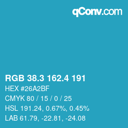 カラーコード: RGB 38.3 162.4 191 | qconv.com