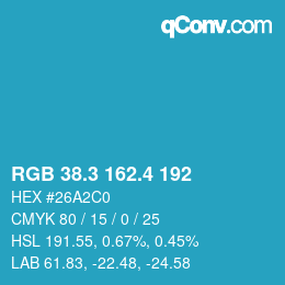 カラーコード: RGB 38.3 162.4 192 | qconv.com