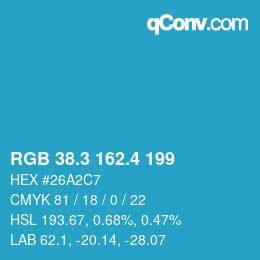 カラーコード: RGB 38.3 162.4 199 | qconv.com