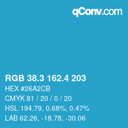 カラーコード: RGB 38.3 162.4 203 | qconv.com