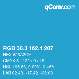 カラーコード: RGB 38.3 162.4 207 | qconv.com