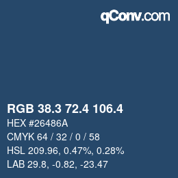 カラーコード: RGB 38.3 72.4 106.4 | qconv.com