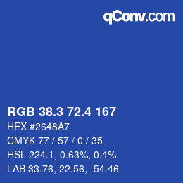 カラーコード: RGB 38.3 72.4 167 | qconv.com