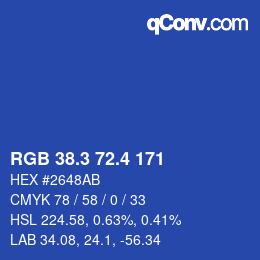 カラーコード: RGB 38.3 72.4 171 | qconv.com