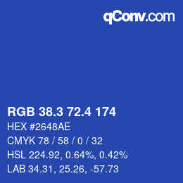 カラーコード: RGB 38.3 72.4 174 | qconv.com