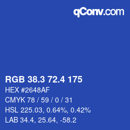 カラーコード: RGB 38.3 72.4 175 | qconv.com