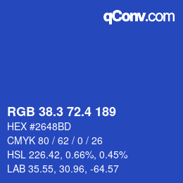 カラーコード: RGB 38.3 72.4 189 | qconv.com